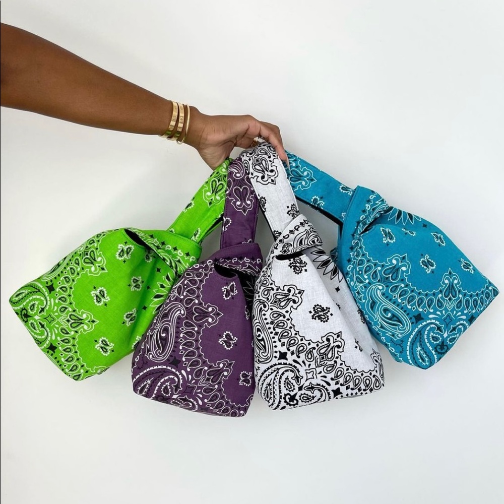 Yaito Mirage Blue Paisley Knot Bag